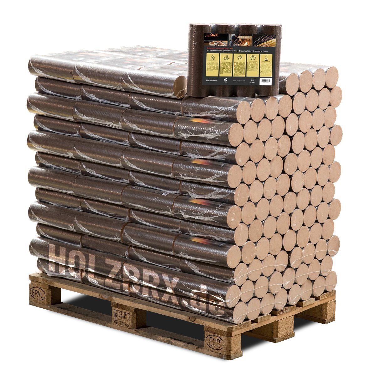 Buchenholzbriketts 960kg Palette – POLLMEIER Premium Plus - Image 1