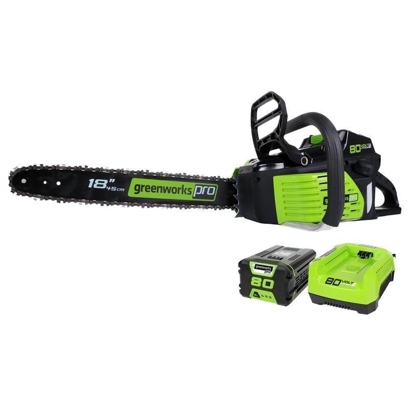 GreenWorks 80V 18" Cordless Chainsaw with 2Ah Battery & Charger (Model 2000002) - Image 1